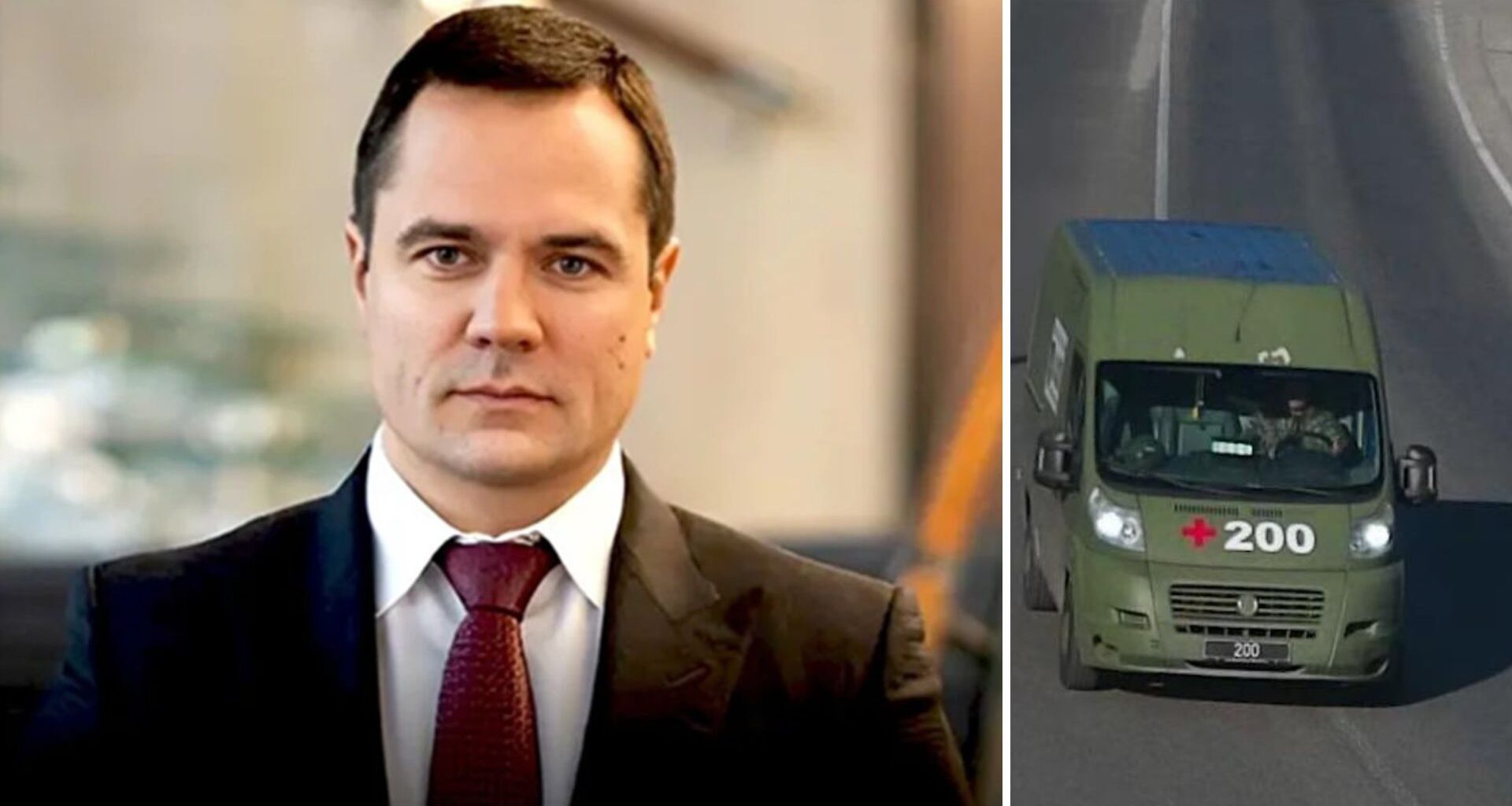Dmytro Komarnytskyi and a Military Vehicle Reserved for Fallen Soldiers Allegedly Used in His Escape from Ukraine. Photo: Collage by Euromaidan Press.
