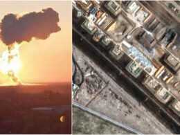 nearly 100 cruise missiles destroyed ukraine’s recent strike russia's engels airbase military says explosion engels-2 saratov oblast 20 2025 (l) aftermath (r) photos militarnyi engels2 general staff ukrainian armed forces