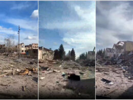 The Russian troops destroyed their own town of Sudzha while retaking it from Ukrainian forces. Screenshots from Russian videos.