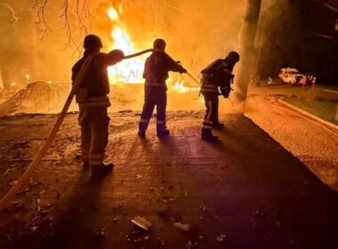 russians target ukraine 70 missiles 145 drones killing 11 injuring 102 civilians zhytomyr oblast firefighters after first wave russian air attack overnight 24 2025 dd2f47b248f98efb occupying forces carried out massive