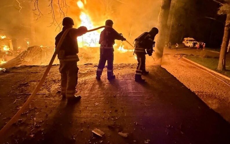 russians target ukraine 70 missiles 145 drones killing 11 injuring 102 civilians zhytomyr oblast firefighters after first wave russian air attack overnight 24 2025 dd2f47b248f98efb occupying forces carried out massive