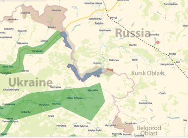 zelenskyy refutes russian claims full control over kursk says fighting also continues russia's belgorod situation ukraine's northern sumy oblast oblasts legend blue - under ukrainian gray gray-pinkish zone green liberated