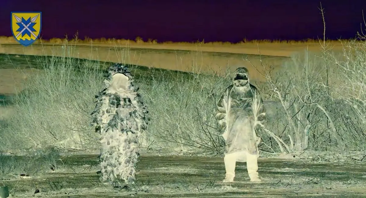 Ukrainian troops wearing thermal camouflage