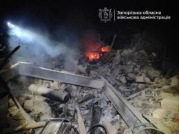 Aftermath of the Russian attack with a guided aerial bomb on Zaporizhzhia Oblast, 31 May.