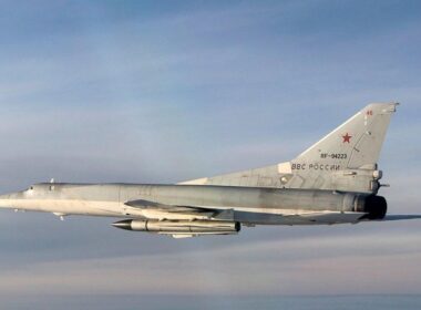 A Russian Tu-22M bomber with a Kh-22 missile.