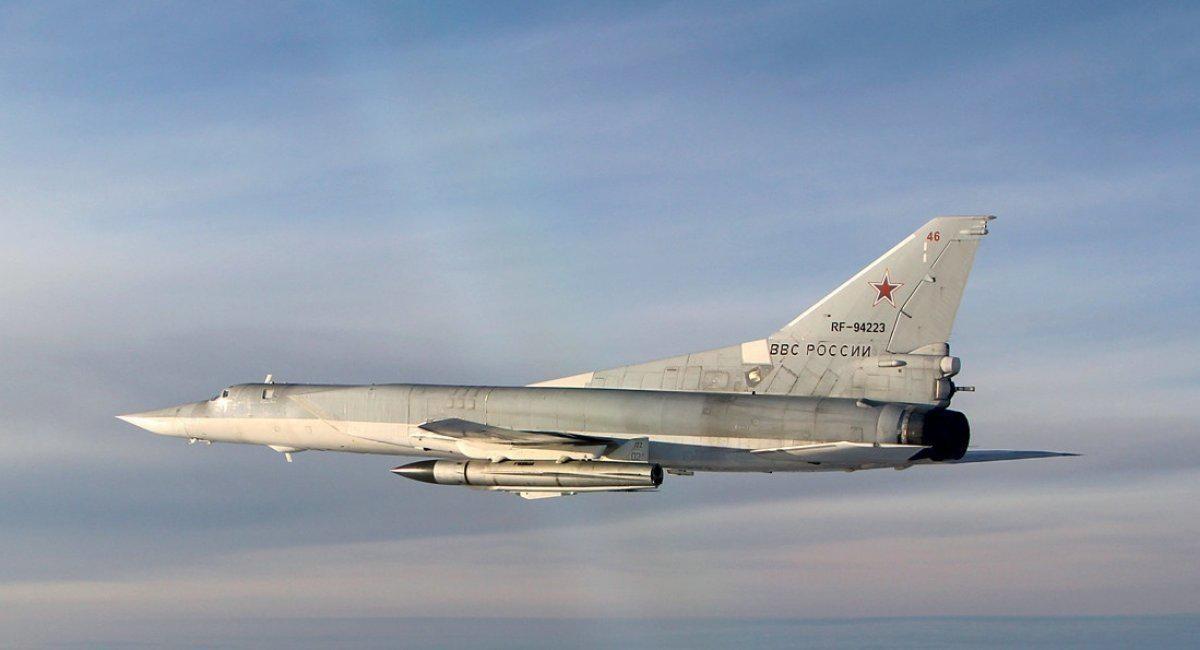 A Russian Tu-22M bomber with a Kh-22 missile.