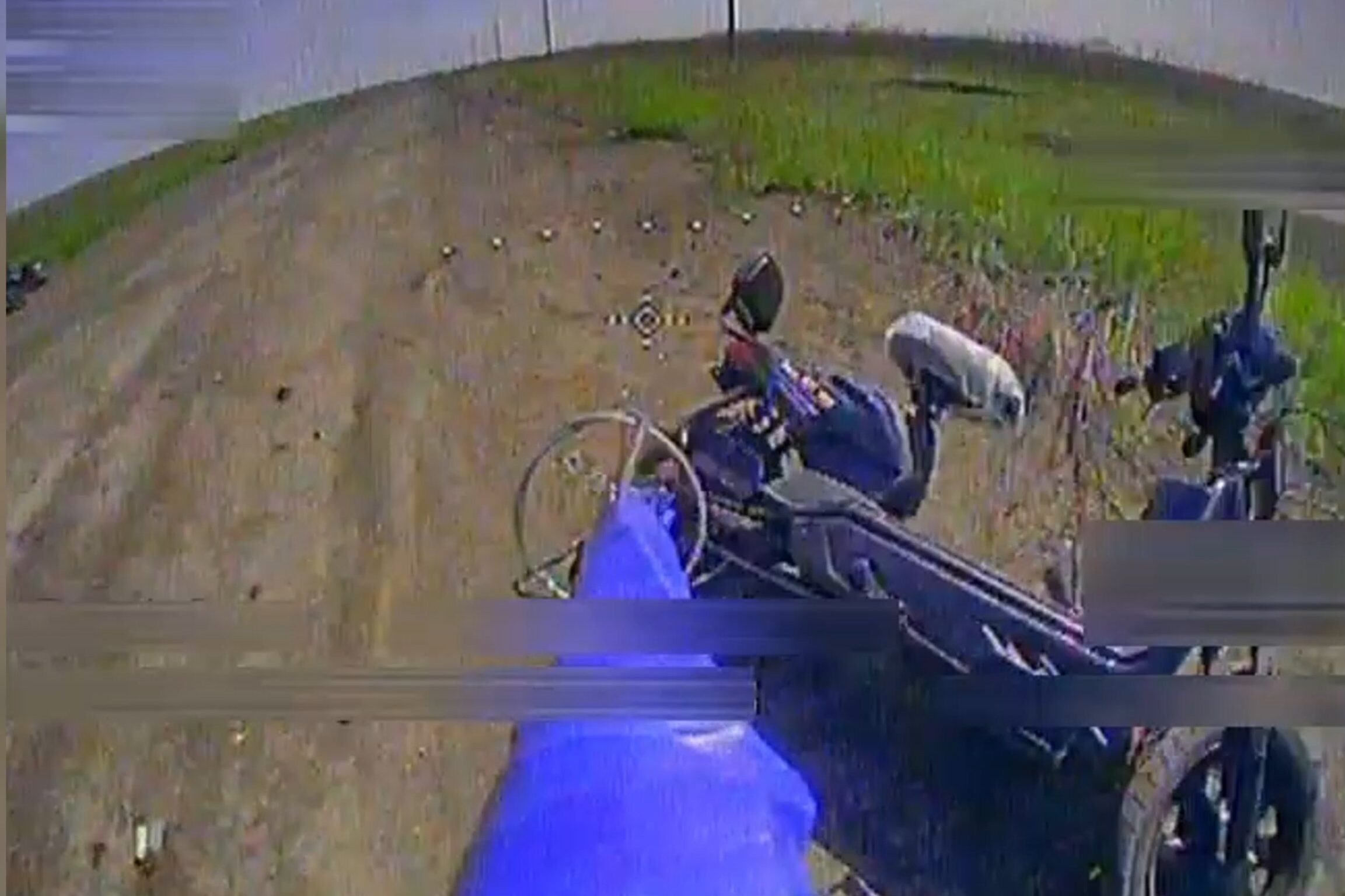 A wrecked Russian scooter in southern Donetsk Oblast