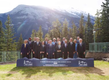g7 says russia’s frozen assets stay off-limits until full compensation paid ukraine finance ministers other officials pose group during meeting banff canada 21 2025 x2tekko27jm3bodig75fws3ica conclusion central bank governors held