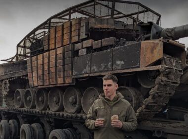 Ukrainian tank damaged survived drones