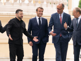 Ukrainian president Zelenskyy, German Chancellor Friedrich Merz, French President Emmanuel Macron, British Prime Minister Keir Starmer