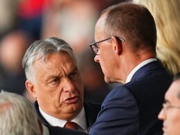 hungary slovakia could lose eu funds over pro-russia stance hungarian prime minister orban (l) german chancellor merz during euro 2024 final berlin friedrich has announced tougher against continued obstruction sanctions