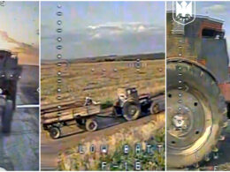 russian combat-modified farm tractor hit ukrainian fpv drone near chasiv yar t-40 reinforced steel sheets combat use forces moments before strikes donetsk oblast 2025 t-40-russia-stolen-tractor-in-donetsk-oblast 427th raroh regiment unmanned systems