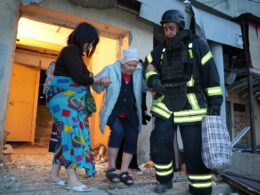 kharkiv hit again russian drones damage homes emergency worker assists residents residential apartment block damaged drone strike kharkiv’s saltivskyi district 12 2025 suspilne kharkiv/viacheslav mavrychev overnight russia targeted ukraine long-range