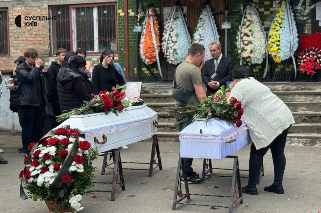 Farewell ceremony with 11-year-old Mariia and her mother Svitlana, who died on 23 June due to a Russian missile attack on Kyiv that struck a residential building.