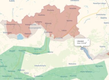 As of 22 June 2025, Deep State's map shows only 5.5 sq. km. in Kursk Oblast as Ukrainian-controlled. Red area: recently occupied by Russia, light blue: recently liberated by Ukraine, green: liberated back in 2022.