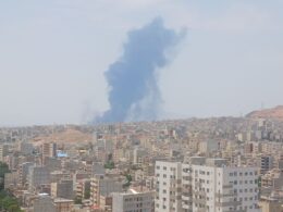 israel’s attack iran revives russia’s oil revenues smoke rising over tabriz after israeli airstrikes 13 2025 social media footage gtuek18xcaa2ubn prices surged up 14% following military strikes iranian targets bloomberg