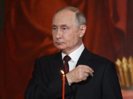 Russian President Vladimir Putin attending an Easter service in Moscow. April 2025. Photo: kremlin.ru