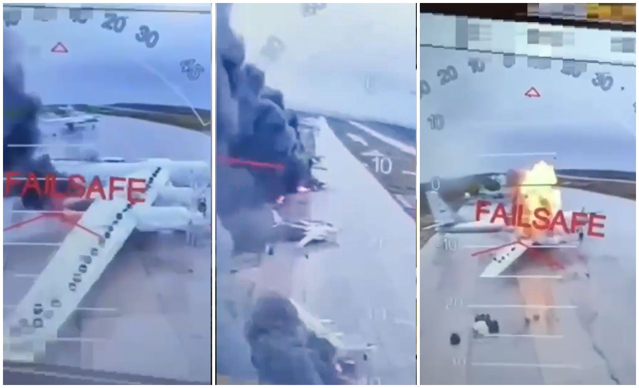 breaking russian strategic bombers ablaze en masse under sbu drone attack (video) burning tu-95 olenya airbase murmansk oblast view ukrainian fpv drones olenya-belaya-bombers-on-fire-феефслув- ukraine strikes bomber airbases irkutsk oblasts kamikaze