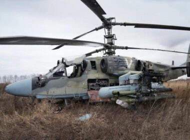 russian Ka-52 helicopter shot down in Kyiv region. 02/24/2022