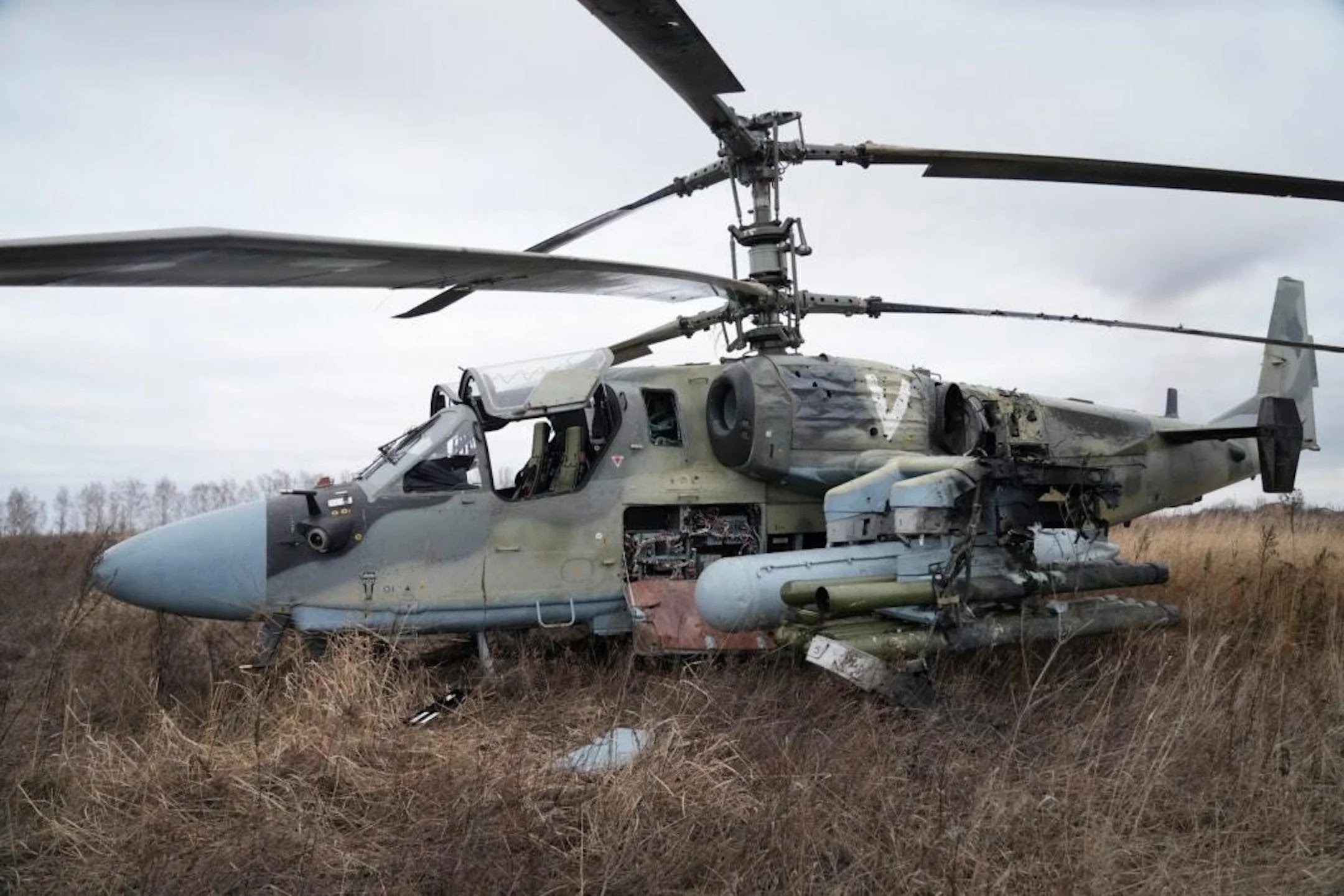 russian Ka-52 helicopter shot down in Kyiv region. 02/24/2022