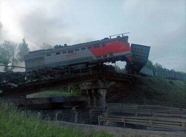A bridge collapsed in Russia's Kursk Oblast overnight on 31 May - 1 June 2025. Photo: Telegram/Astra