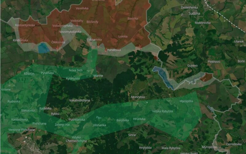 ukrainian forces launch assault yunakivka after liberating andriivka sumy oblast deep state doesn't show any new liberated areas which marked russian-occupied least 1/3 rest town shown gray zone top general