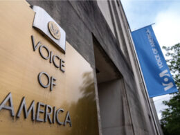 The Voice of America headquarters in Washington, D.C., May 2025.