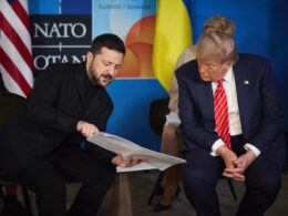 Trump says NATO meeting was “nice.” Zelenskyy wore a suit. The war goes on