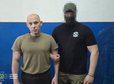 Russian captured soldier Sergiy Tuzhilov, who now faces life imprisonment for shooting bound Ukrainian prisoners of war in the back of the head during battles near Vovchansk in June 2024.