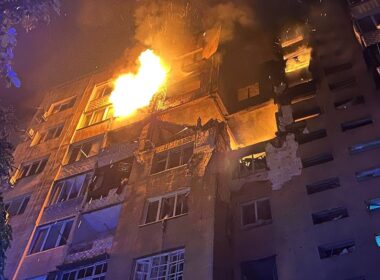 children injured odesa drone strike arms shipment stays suspended fire multi-story residential building 3 2025 dsns/facebook russian shahed russia's two three adults after high-rise took direct hit during attack overnight